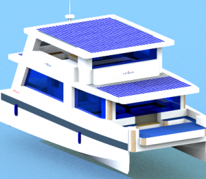 DU THUYỀN ĐA DỤNG HAI THÂN HAI TẦNG NĂNG LƯỢNG ĐIỆN MẶT TRỜI