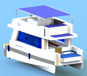 DU THUYỀN ĐA DỤNG HAI THÂN HAI TẦNG NĂNG LƯỢNG ĐIỆN MẶT TRỜI