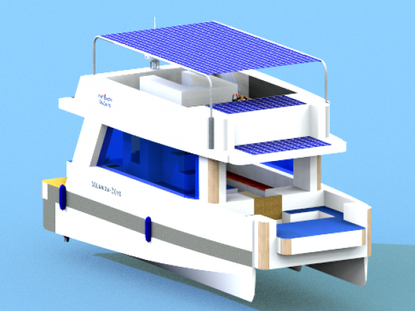 DU THUYỀN ĐA DỤNG HAI THÂN HAI TẦNG NĂNG LƯỢNG ĐIỆN MẶT TRỜI
